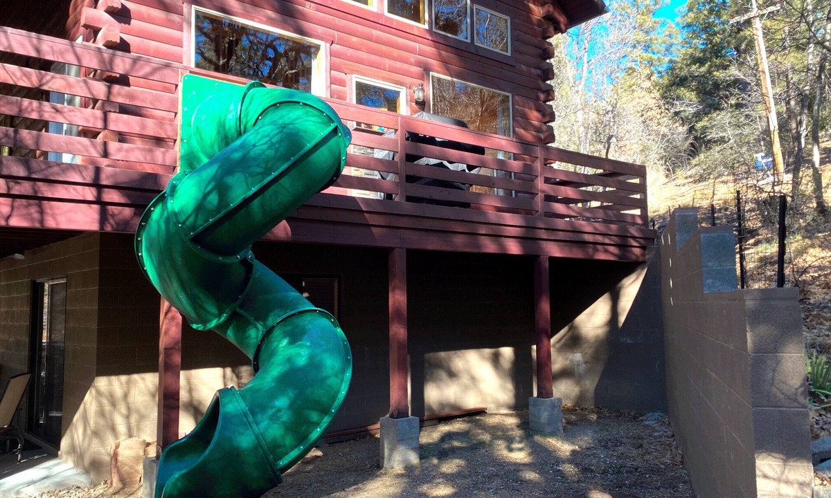 Prescott House | Family Fun Log Cabin in the Pines - Game Room + Slide