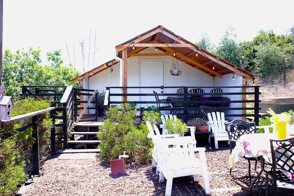 Rainbow CDP RV Rental | Pet Friendly Impressive Safari Tent with Hot-tub in Rainbow, California