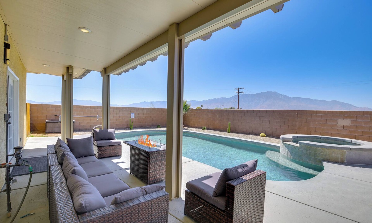 Desert Hot Springs Cottage | Spacious Desert Haven! Saltwater Pool & Spa BBQ