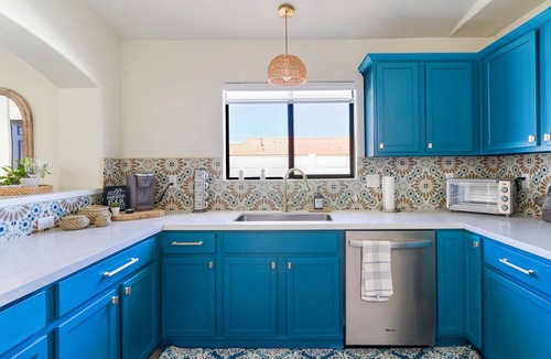Desert Hot Springs House | Boho Desert Retreat-Saltwater Pool Oasis - Game Room - Mountain Sunsets