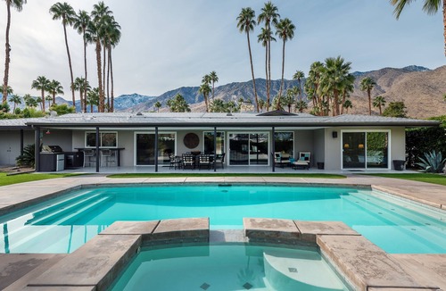 Indian Canyon House | Covered Outdoor Kitchen, Pool, Spa, Golf Course & Mountain Views, Free WiFi