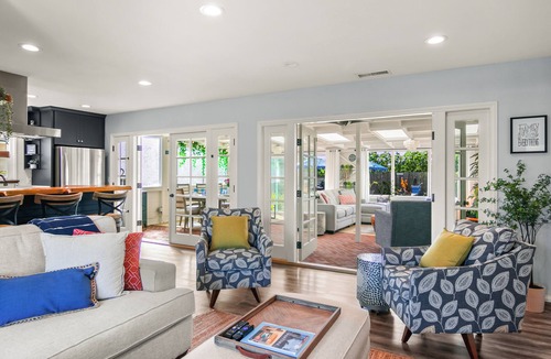 Ventura House | Gorgeous Midtown Gem with Sunroom and Guest Cottage. Half Mile to the Beach.