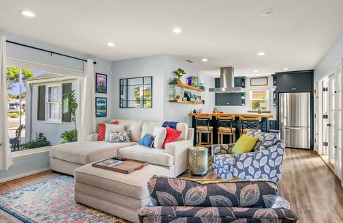 Ventura House | Gorgeous Midtown Gem with Sunroom and Guest Cottage. Half Mile to the Beach.