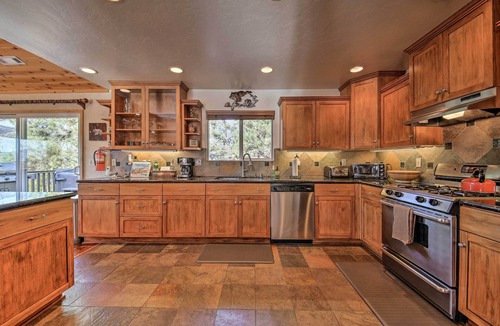 Castle Glen Estates Cottage | Hot Tub, Game Room & 2 Decks: Luxe Big Bear Home