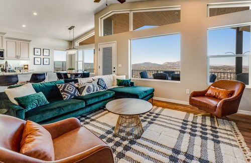 Prescott House | Mountain view home with balcony, WiFi, washer/dryer, and central AC