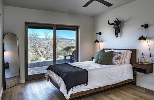 Cornville House | Peaceful creek-country escape that feels almost magical, with a private trail to Oak Creek and a cedar hot tub off the master bath. Very private, yet 10 min to wineries and 25 min to Sedona. Usually 10-15 degrees cooler than Phoenix.