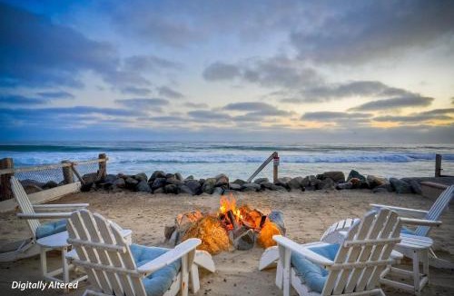 South Oceanside House | The Cottage By The Sea, Oceanfront Patio, Palapa, Fire Pit, BBQ, Private Beach