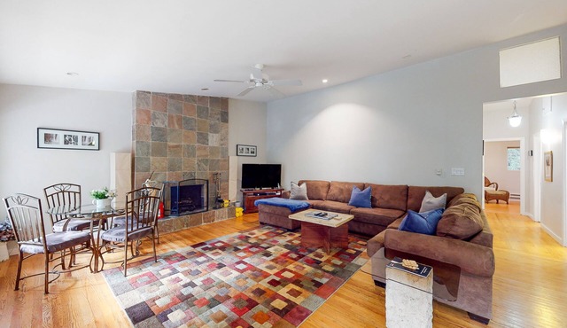Dog-friendly home in the redwoods with hot tub & amazing deck - steps to river