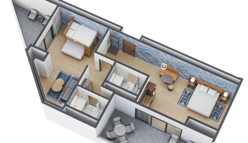 Bunk Bed Suite, 1 King Bed with 1 Queen Bed and Full Bed
