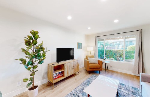 Fashion Square Condo | 2-story dog-friendly condo with patio, outdoor pool, W/D, streaming, partial AC